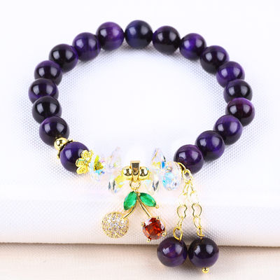 Brazalete de perlas de ojo de tigre de 8 mm para uso diario