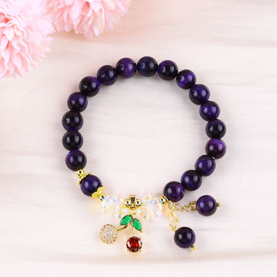 Brazalete de perlas de ojo de tigre de 8 mm para uso diario