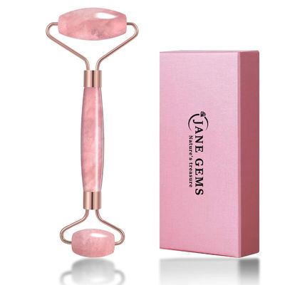 Roller de jade de piedra cristalina rosa de cuarzo para el tratamiento facial / Elimina el edema