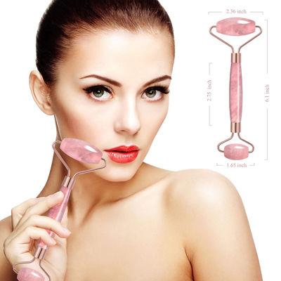 Roller de jade de piedra cristalina rosa de cuarzo para el tratamiento facial / Elimina el edema