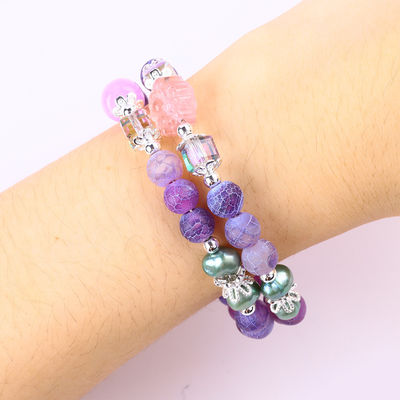 8MM de mano DIY Agate climatizado cristal redondo de cuentas ajustable de doble capa brazalete