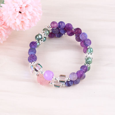 8MM de mano DIY Agate climatizado cristal redondo de cuentas ajustable de doble capa brazalete