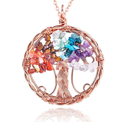 Unisex Chakra de piedra preciosa Brazalete Chakra de árbol colgante Aceptar logotipo personalizado