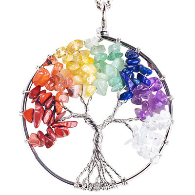 Meditación espiritual Árbol de la vida Chakra de curación Piedra collar Joyería