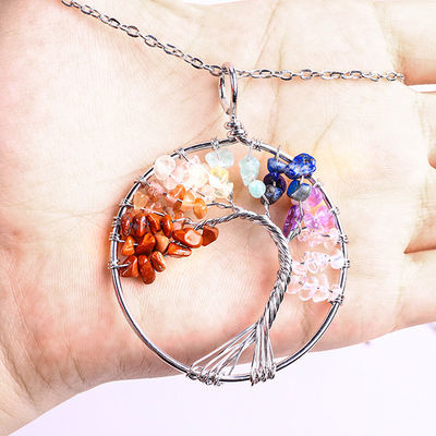 Meditación espiritual Árbol de la vida Chakra de curación Piedra collar Joyería
