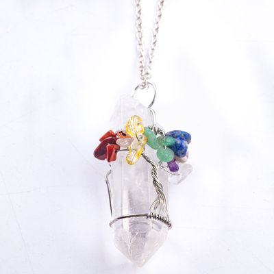 Cuello de cuarzo de piedra plateada hecha a mano 23g