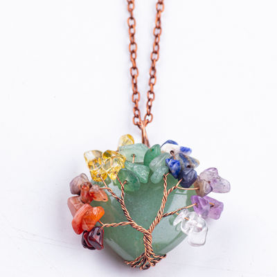 Unisexo Verde Aventurino Chakra Curación Cristal Collar Chakra Colgante de Piedra