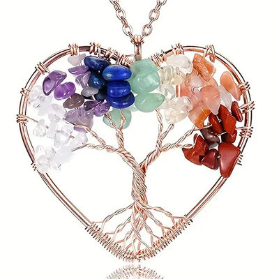 5*5cm Árbol de la Vida collar con Piedra Chakra colgante