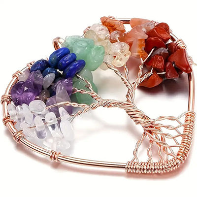 5*5cm Árbol de la Vida collar con Piedra Chakra colgante