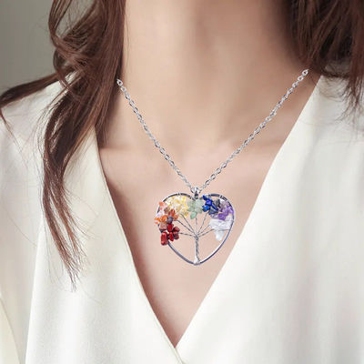5*5cm Árbol de la Vida collar con Piedra Chakra colgante