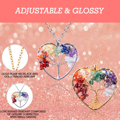 5*5cm Árbol de la Vida collar con Piedra Chakra colgante