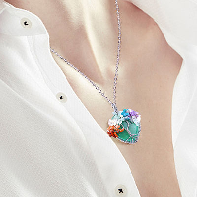 Áventurino Verde Chakra Espiritual Meditación Árbol de la Vida Chakra del Corazón Collar de Piedra de Cristal