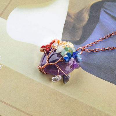 Corazón en forma de árbol de cristal de la vida collar de cuarzo