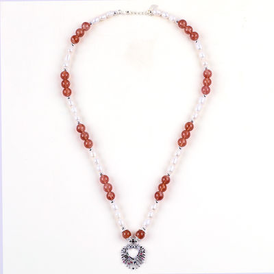 Mujeres collar de perlas de agua dulce de cuarzo de fresa de 5 mm
