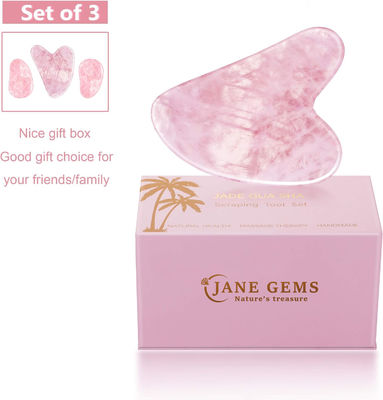 Polished Smooth Crystal Rose Quartz Gua Sha Board Jade Face Stone para el antienvejecimiento