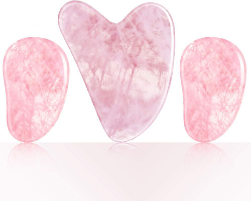 Polished Smooth Crystal Rose Quartz Gua Sha Board Jade Face Stone para el antienvejecimiento