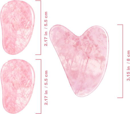 Polished Smooth Crystal Rose Quartz Gua Sha Board Jade Face Stone para el antienvejecimiento
