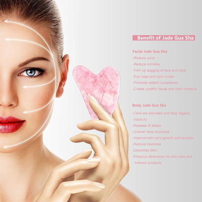Polished Smooth Crystal Rose Quartz Gua Sha Board Jade Face Stone para el antienvejecimiento
