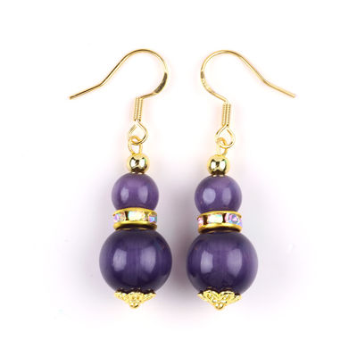 Ojo de gato púrpura, orejas de piedra preciosa, colgantes de 8 mm y 10 mm.