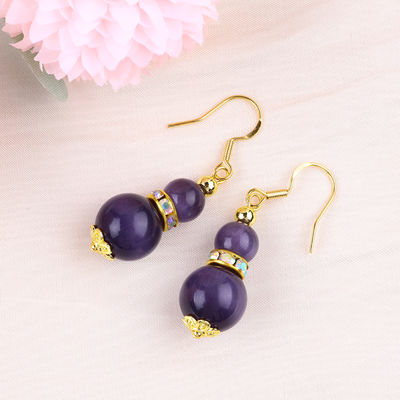 Ojo de gato púrpura, orejas de piedra preciosa, colgantes de 8 mm y 10 mm.