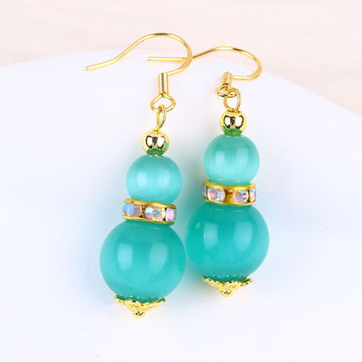8MM 10MM Ojo de Gato Verde Perla de Oro Artesanal Dángulo de forma de bola corta Oreo para joyería Regalo
