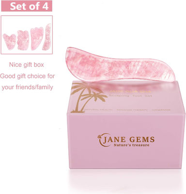 Tabla de raspado de jade natural de cuarzo rosa de piedra de jade Facial de tabla de masaje Gua Sha