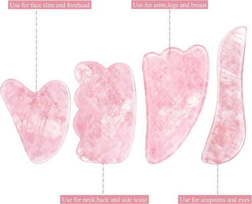 Tabla de raspado de jade natural de cuarzo rosa de piedra de jade Facial de tabla de masaje Gua Sha