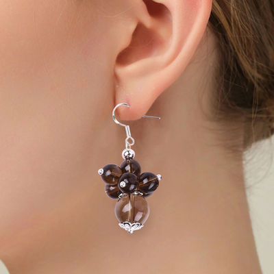 Aretes hechos a mano de piedra de cristal Aretes de cigarrillo de cuarzo de flor de piedra preciosa con cuentas de pendiente