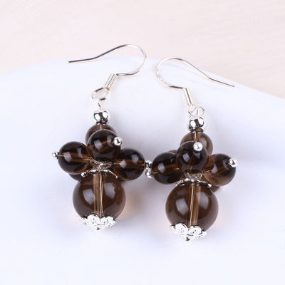 Aretes hechos a mano de piedra de cristal Aretes de cigarrillo de cuarzo de flor de piedra preciosa con cuentas de pendiente