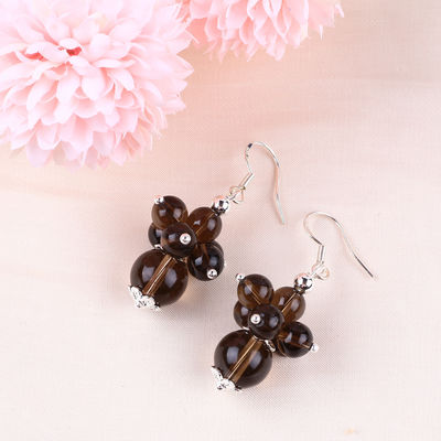 Aretes hechos a mano de piedra de cristal Aretes de cigarrillo de cuarzo de flor de piedra preciosa con cuentas de pendiente