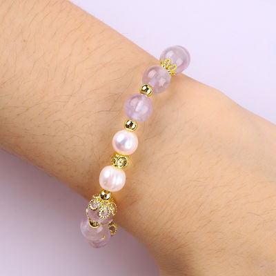 Brazalete con cuentas de piedra preciosa hecha a mano Brazalete de piedra de amatista natural Brazalete de amuletos ajustables Brazalete para el uso diario de la fiesta