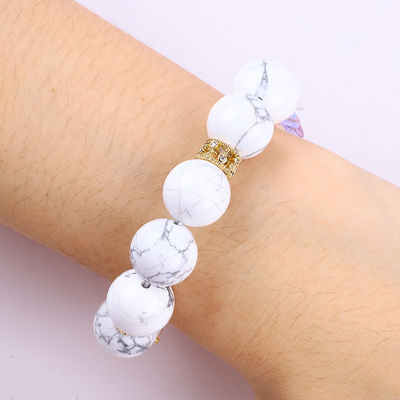 Brazalete con cuentas de piedra preciosa hecha a mano Brazalete de piedra turquesa blanca natural Brazalete de amuletos ajustables Brazalete para la fiesta diaria
