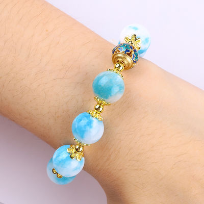 Brazalete con cuentas de piedras preciosas hecho a mano Brazalete de piedra de jade persa natural Brazalete de amuletos ajustables Brazalete para el uso diario de la fiesta