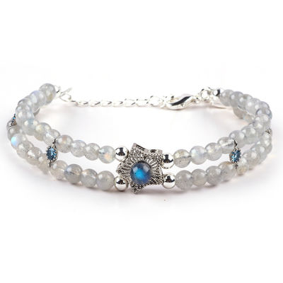 Pulsera de piedra lunar hecha a mano con cuentas Natural Pulsera de piedra lunar ajustable Pulsera de amuletos para fiesta de uso diario
