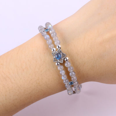 Pulsera de piedra lunar hecha a mano con cuentas Natural Pulsera de piedra lunar ajustable Pulsera de amuletos para fiesta de uso diario