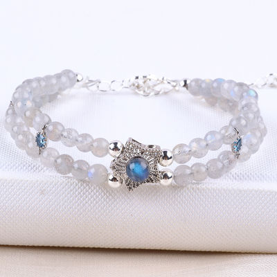 Pulsera de piedra lunar hecha a mano con cuentas Natural Pulsera de piedra lunar ajustable Pulsera de amuletos para fiesta de uso diario
