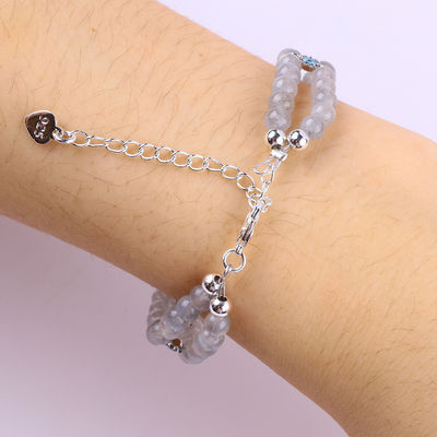 Pulsera de piedra lunar hecha a mano con cuentas Natural Pulsera de piedra lunar ajustable Pulsera de amuletos para fiesta de uso diario