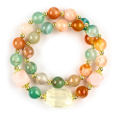 Pulsera hecha a mano con cuentas de piedras preciosas Flores naturales Agate Piedra Pulsera de amuletos ajustables Pulsera para la fiesta diaria