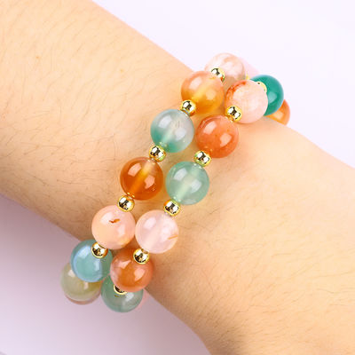 Pulsera hecha a mano con cuentas de piedras preciosas Flores naturales Agate Piedra Pulsera de amuletos ajustables Pulsera para la fiesta diaria