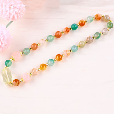 Pulsera hecha a mano con cuentas de piedras preciosas Flores naturales Agate Piedra Pulsera de amuletos ajustables Pulsera para la fiesta diaria