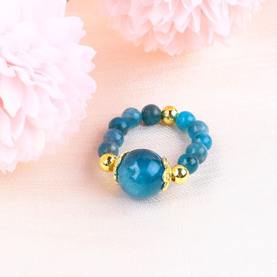 4MM Apatite pequeñas cuentas de energía curativa cristal redondo de estiramiento anillo de cuentas para el uso diario y la fiesta