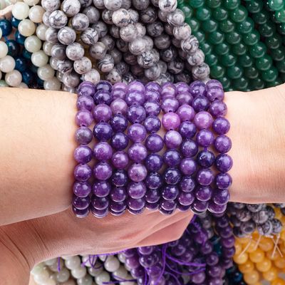 8 mm de alta calidad clara Violeta Galaxia Ágata Perlas de piedra preciosa de cristal curativo Perlas de piedra cristalina para la fabricación de joyas
