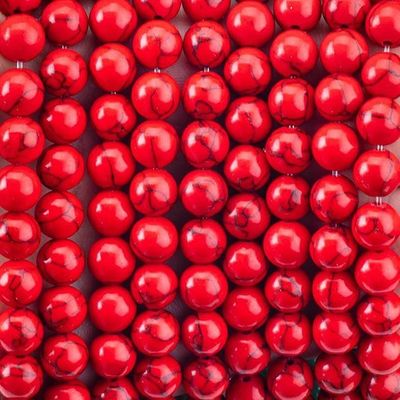 8mm de piedra preciosa rojo turquesa hecha por el hombre cuentas de piedra cristalina curativa cuentas para la fabricación de joyas