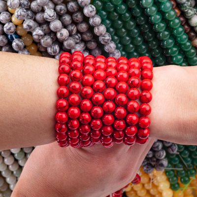 8mm de piedra preciosa rojo turquesa hecha por el hombre cuentas de piedra cristalina curativa cuentas para la fabricación de joyas