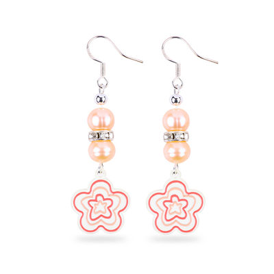 8mm Perlas Rosa Perlas de agua dulce Dangle Hook Ahorros Flor Encanto