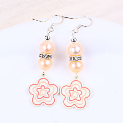 8mm Perlas Rosa Perlas de agua dulce Dangle Hook Ahorros Flor Encanto