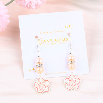 8mm Perlas Rosa Perlas de agua dulce Dangle Hook Ahorros Flor Encanto