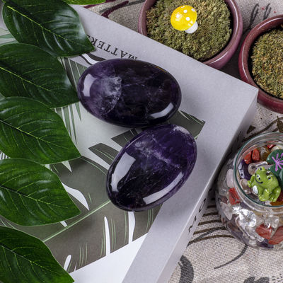 Ametista natural pulida piedra de palma Ametista de bolsillo piedra preciosa Ametista Piedra de preocupación para aliviar el estrés Decoración del hogar