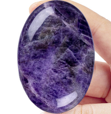 Ametista natural pulida piedra de palma Ametista de bolsillo piedra preciosa Ametista Piedra de preocupación para aliviar el estrés Decoración del hogar