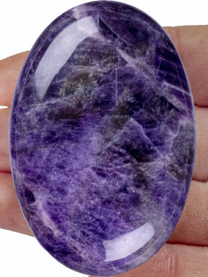 Ametista natural pulida piedra de palma Ametista de bolsillo piedra preciosa Ametista Piedra de preocupación para aliviar el estrés Decoración del hogar